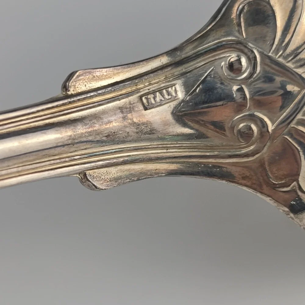 Sheffield Silver Co Kings Pattern Silverplate Salad Serving Spoon Fork Italy